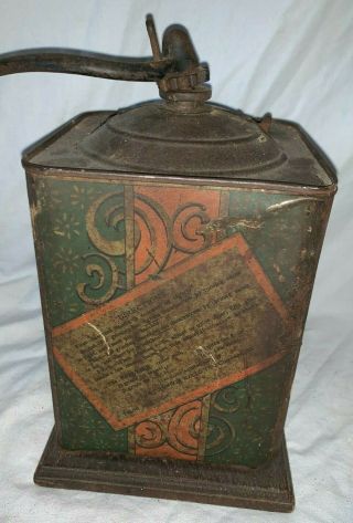 ANTIQUE NONE SUCH TIN LITHO COFFEE GRINDER TABLE TOP MILL ADVERTISING OLD 3