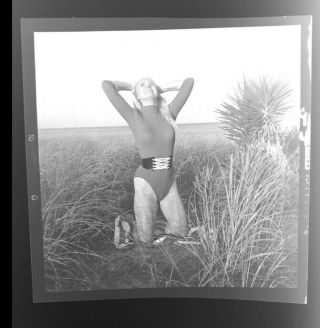 Vintage Nude Bunny Yeager Self Portrait Camera Negative Red Leotard