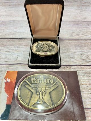 1987 Marlboro Belt Buckle Solid Brass With A Jostens Buckle By Philip Morris