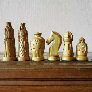 Large Wooden Soviet Chess Set Hand Carved Ussr Vintage Antique Russia