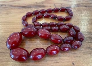 Antique Vintage Cherry Amber Bakelite Faturan Beads Necklace 40 Grams