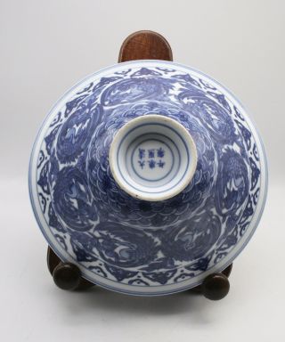 Very Fine Antique Chinese Blue And White Porcelain Bowl 6 Kangxi Marks
