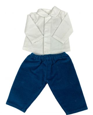 Vintage Sasha Baby Doll Clothes Outfit Blue Cord Pants And White Shirt