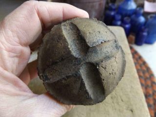 Old Primitive Antique Stoneware Pottery Crock Topper Barrel Stopper Hand Made