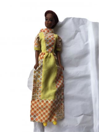 Vintage Mod Julia Barbie Doll Clone Peasant Dress Hong Kong Boots Yellow Tlc