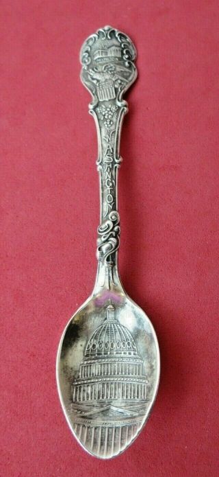 Ornate Sterling Souvenir Spoon Washington Dc Capitol Eagle Arlington By A Lisner