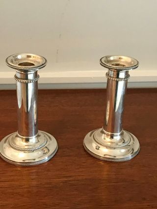 Vintage Tiffany & Co Sterling Silver 6 " Beaded Edge Candlesicks