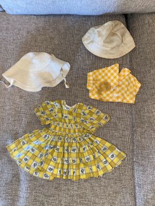 Vintage 16 " Terri Lee Doll Tagged Yellow Dress,  Shirt,  Hats Tlc