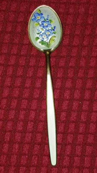 Vintage David Andersen Norway Sterling Guilloche Enamel Spoon 5 "