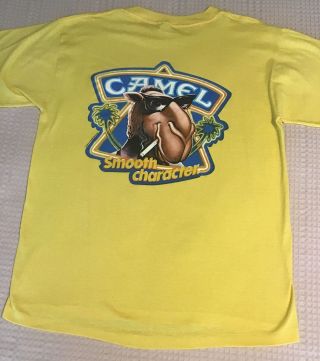 Vintage 1980’s Joe Camel Cigarettes Pocket T - Shirt Yellow Size Xl