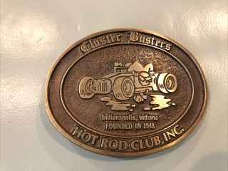 Vintage Cluster Busters Hot Rod Club Indiana Belt Buckle 1932 Ford Flathead