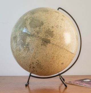 Rare Mcm Rand Mcnally 12 " Moon Lunar Globe W Booklet Denoyer Replogle Era