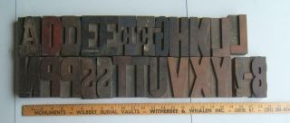 26 Antique 4 " Large Wooden Letterpress Print Type Block Letters