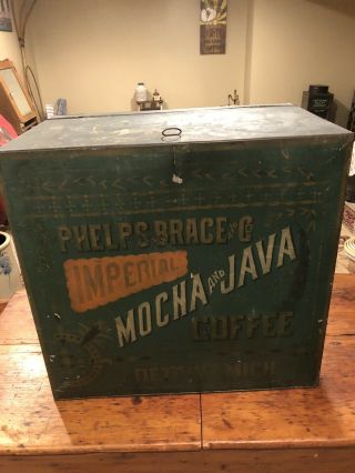 Antique Phelps Brace & Co Imperial Mocha And Java Coffee Bin - General Store