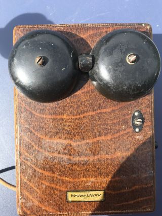 Antique Western Electric Candlestick Telephone with Oak Ringer Box 6