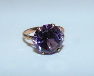 Antique Art Deco 9ct Gold Tanzanite Ring Huge Stone Purple Blue Cocktail Ring