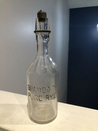 Antique Braddock Pure Rye Whiskey Bottle Decanter 11.  5”