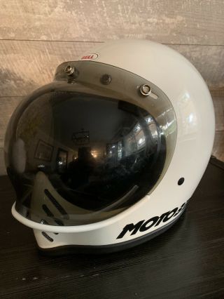 Minty Vintage Bell Moto Star 3 Helmet 1980s Racing Bubble Visor 7 1/2