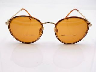 Vintage Lauren Hutton Brown Metal Gold Oval Sunglasses Frames Only Italy
