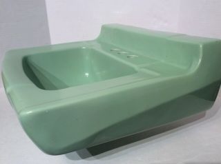 Vintage Porcelain Bath Sink Jadeite Green Universal Rundle Wall Mount 4