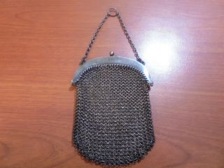 Vtg Sterling Silver Small Mesh Chainmail Purse Bag 34.  9 Grams 1905