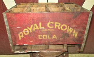 Antique Country Usa Royal Crown Cola Soda Wood Crate Box Bottle Holder Sign Art