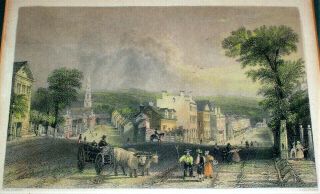 1838 Utica York ; Hand - Colored Antique Engraving,  Framed 181 Years Old