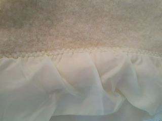 Vtg 100 Wool Blanket With Satin Trim Cream White Measures 49 " X 76 "