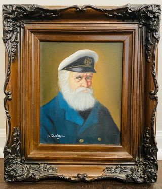 Vintage David Pelbam Sea Captain Nautical Oil Painting Signed Framed
