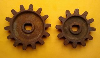 Antique Cole 12mx Planter Steel Gears / Gardening Planter / Set Of Two