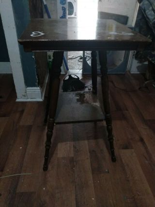 Antique Victorian Barley Twist Carved Quartersawn Oak Parlor Side Table