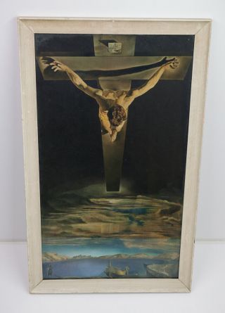 Vintage Salvador Dali " Christ Of St.  John Of The Cross " Framed Print 18 " X 30 "