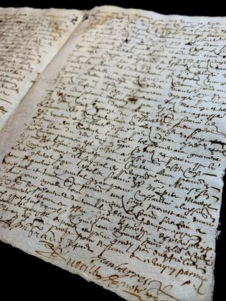 Antique Manuscript 1636 4 Pages