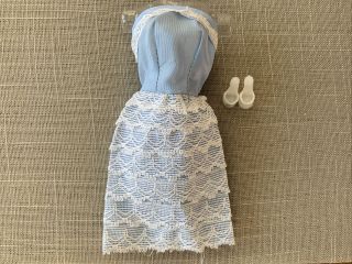 Vintage Tressy Doll Palitoy Fashion Vhtf Blue Sheath Dress With White Lace Trim