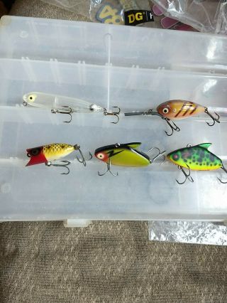 5 Vintage Heddon Sonic,  Deep 6 Zara Puppy & Tiny Lucky 13,  Cool Lures