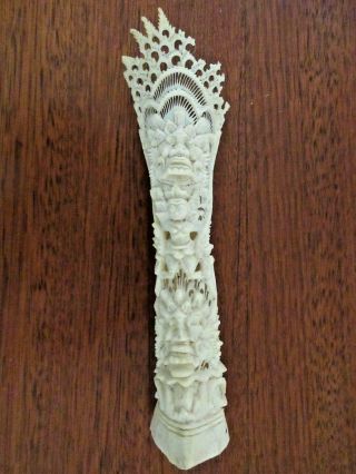 Vintage Hand Carved Bovine Bone Asian Statue 9 1/4 " Tall Slightly