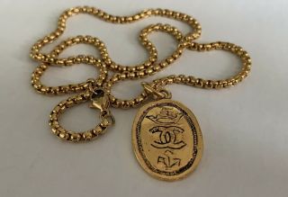 Auth Chanel Vintage Coin Charm On A Necklace