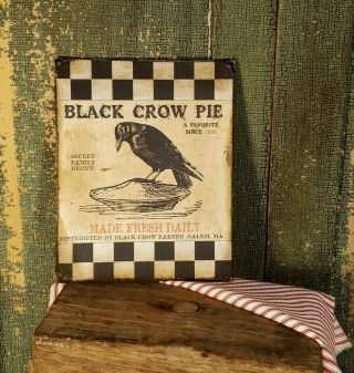 Vintage Primitive Colonial Style Black Crow Pie Advertising 8 X 10 Canvas Sign