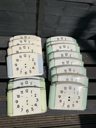 15x Vintage Art Deco Wall Clock Porcelain Ceramic Facia Green Blue Old Stock