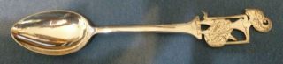 Handcrafted,  Oriental Design Folk Art.  925 Sterling Silver Souvenir Spoon,  5 "