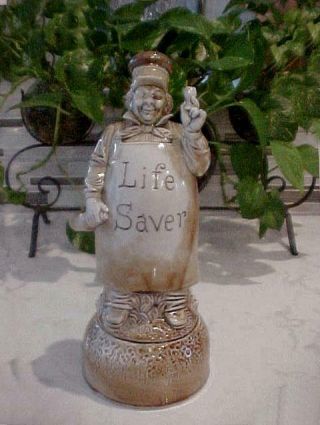Antique Schafer Vater Life Saver Butcher Musical Bottle Decanter Figurine