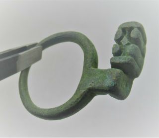 European Finds Ancient Roman Bronze Key Ring Circa 200 - 300ad