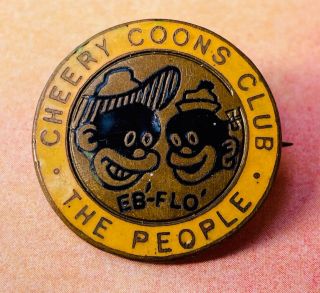 Antique ‘cheery Coons Club’ Brass And Enamel Badge