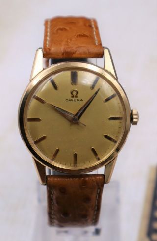 Classic Large Sized Omega Gold Dial Men 