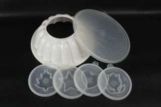 Vintage Tupperware Jello Mold Jel - N - Serve With 4 Molds And Lid 616 - 1