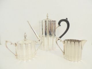 Godinger Vintage Silver Art Tea Set Hong Kong 3 Piece Pot Sugar & Creamer
