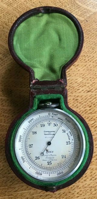 Tycos Short & Mason Compensated Barometer Thermometer Compass W/ Leather Case