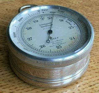 Tycos Short & Mason Compensated Barometer Thermometer Compass w/ Leather Case 5