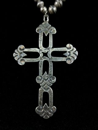 Antique Navajo Cross Necklace - Coin Silver Large Cross 3