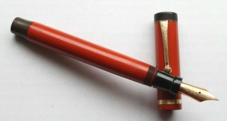 Antique Parker Duofold " Lucky Curve " Red Fountain Pen Duofold " P " Nib